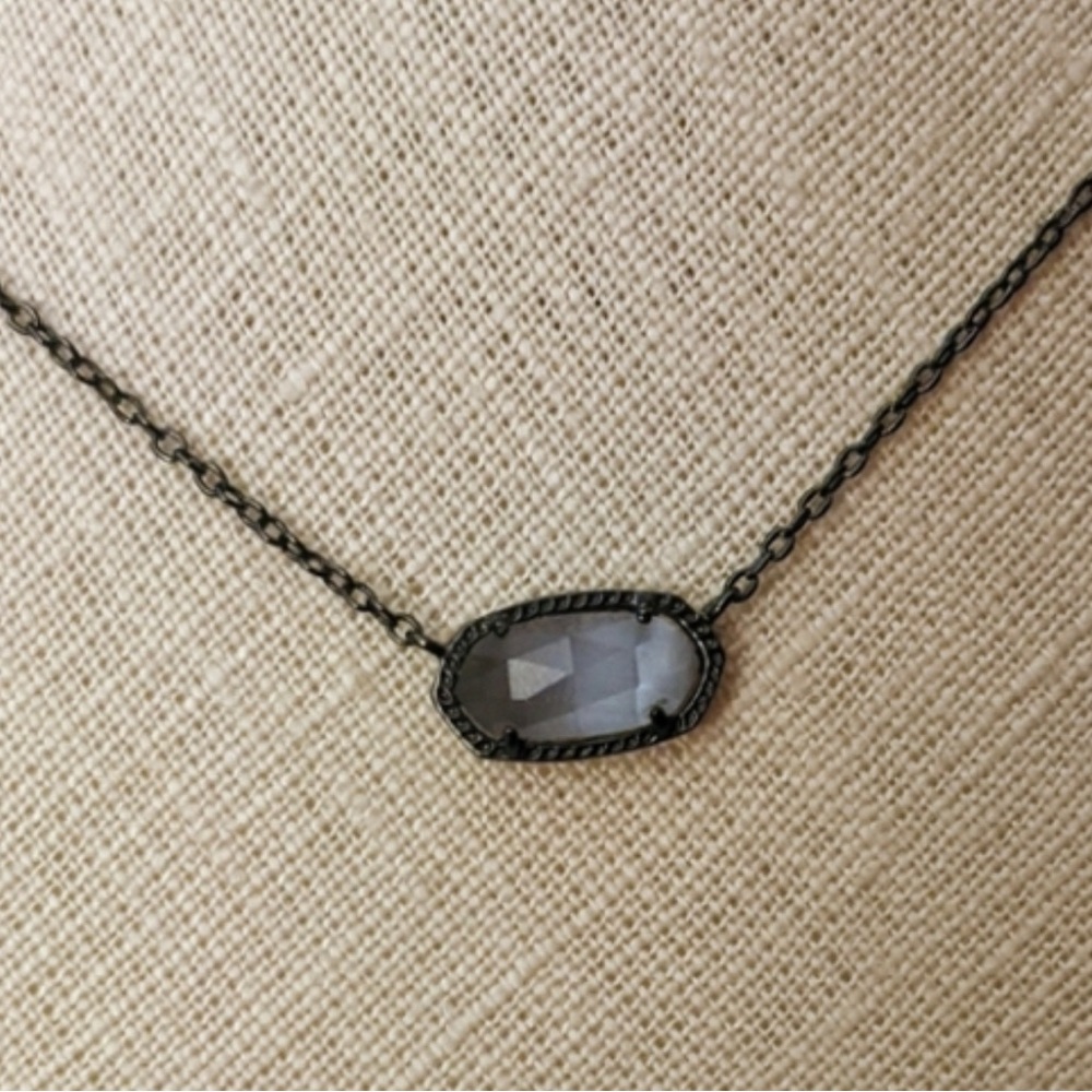 Kendra Scott Elisa Gunmetal and Slate Cats Eye Pendant Necklace